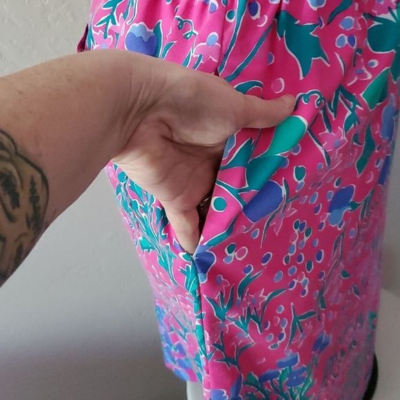 Vintage resortwear  pink & green tropical skirt Sea Waves size 14 - Picture 5 of 8